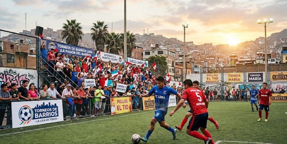 Jugadores de fútbol de barrio celebrando