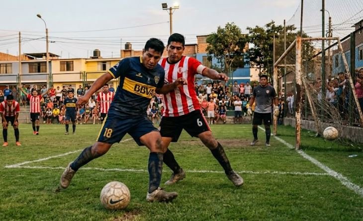 Jugadores en cancha de barrio